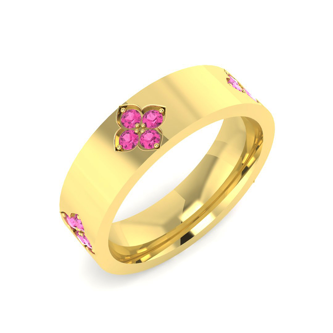 Pink Sapphire Ring in 9K Yellow Gold