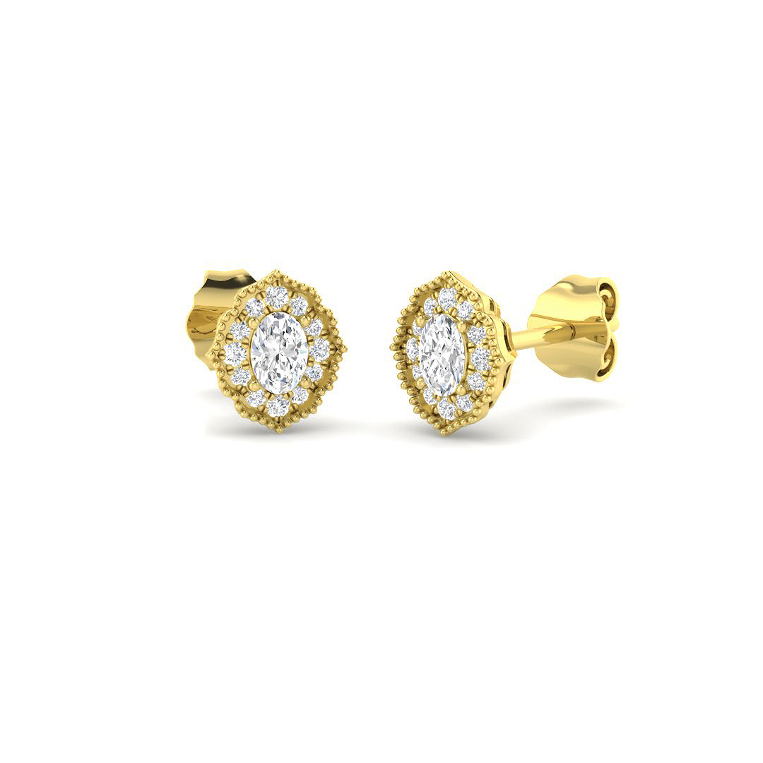 0.27ct Natural Diamond Vintage Earrings in 9K Yellow Gold