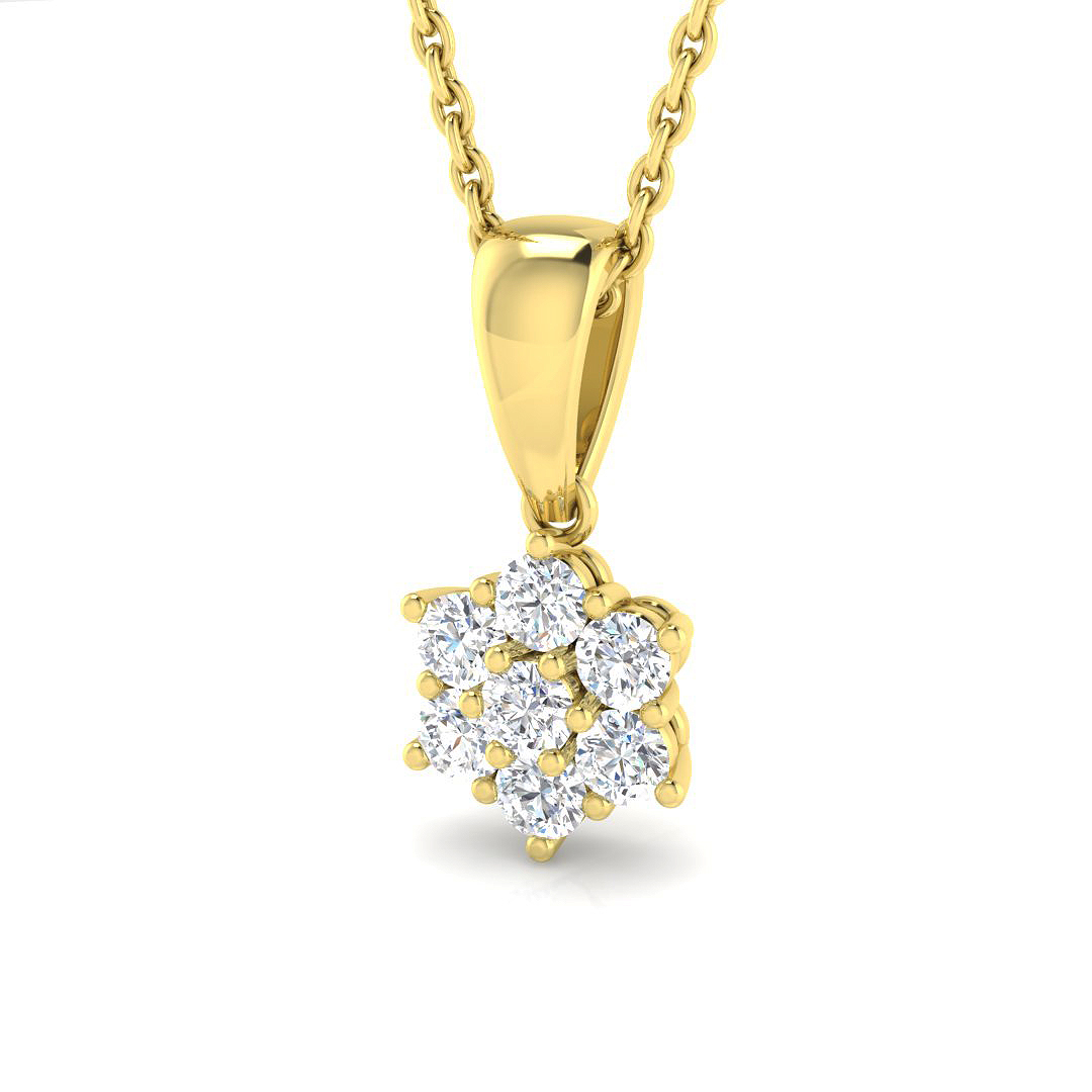 0.50ct Natural Diamond Cluster Pendant in 9K Yellow Gold