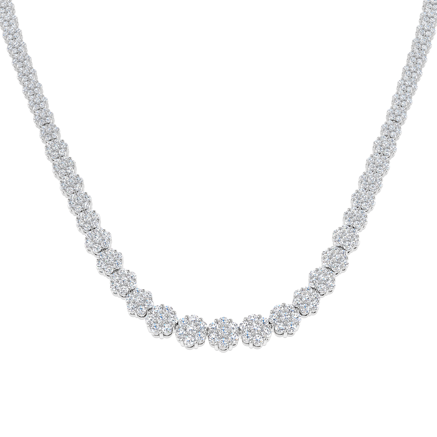 6.52ct Natural Diamond Tennis Necklace in 9K White Gold