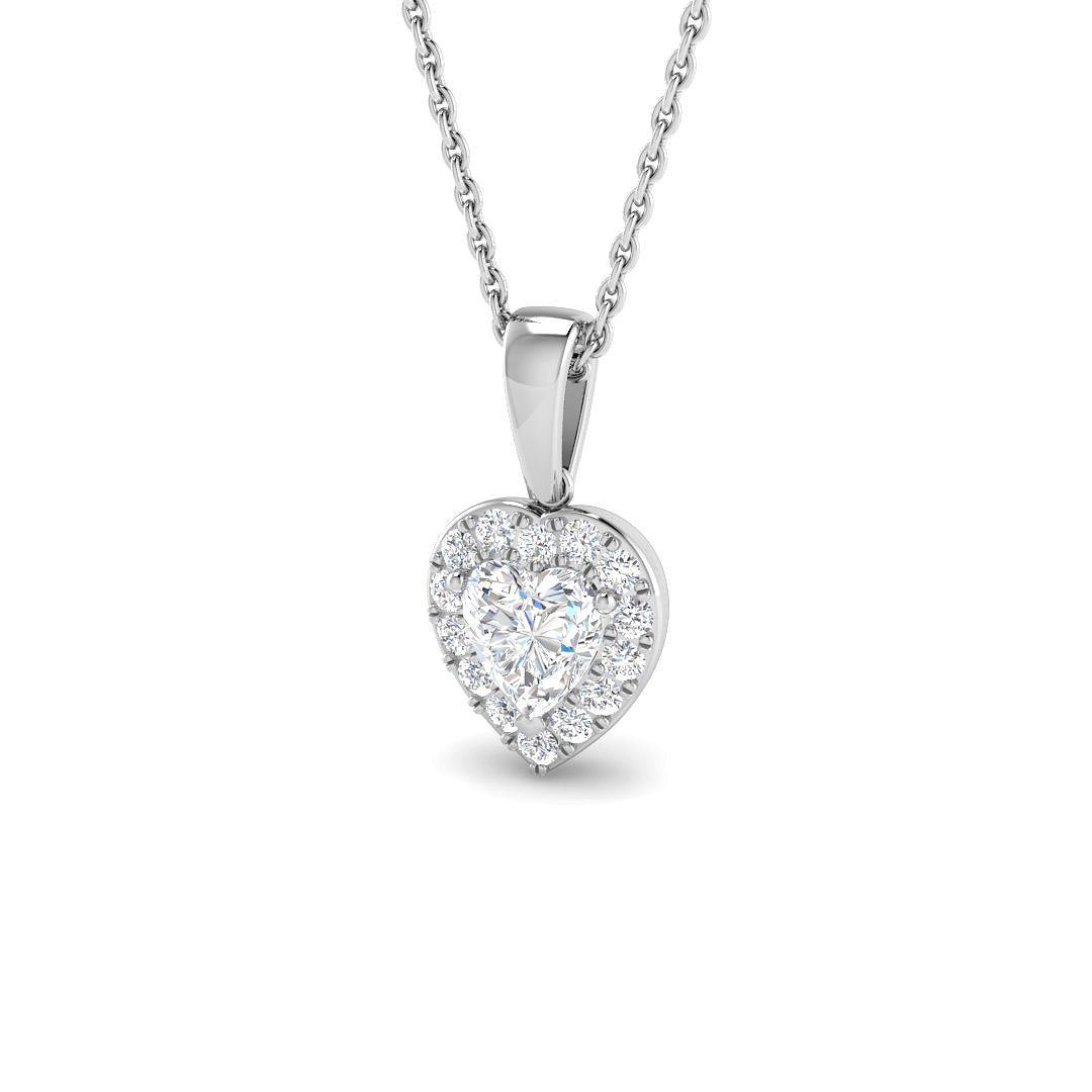 0.70ct Lab-Grown Diamond Halo Pendant in 9K White Gold