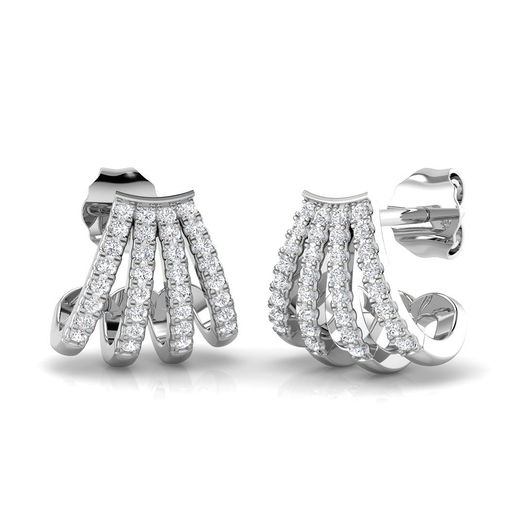 0.19ct Natural Diamond Crawlers Earrings in 9K White Gold