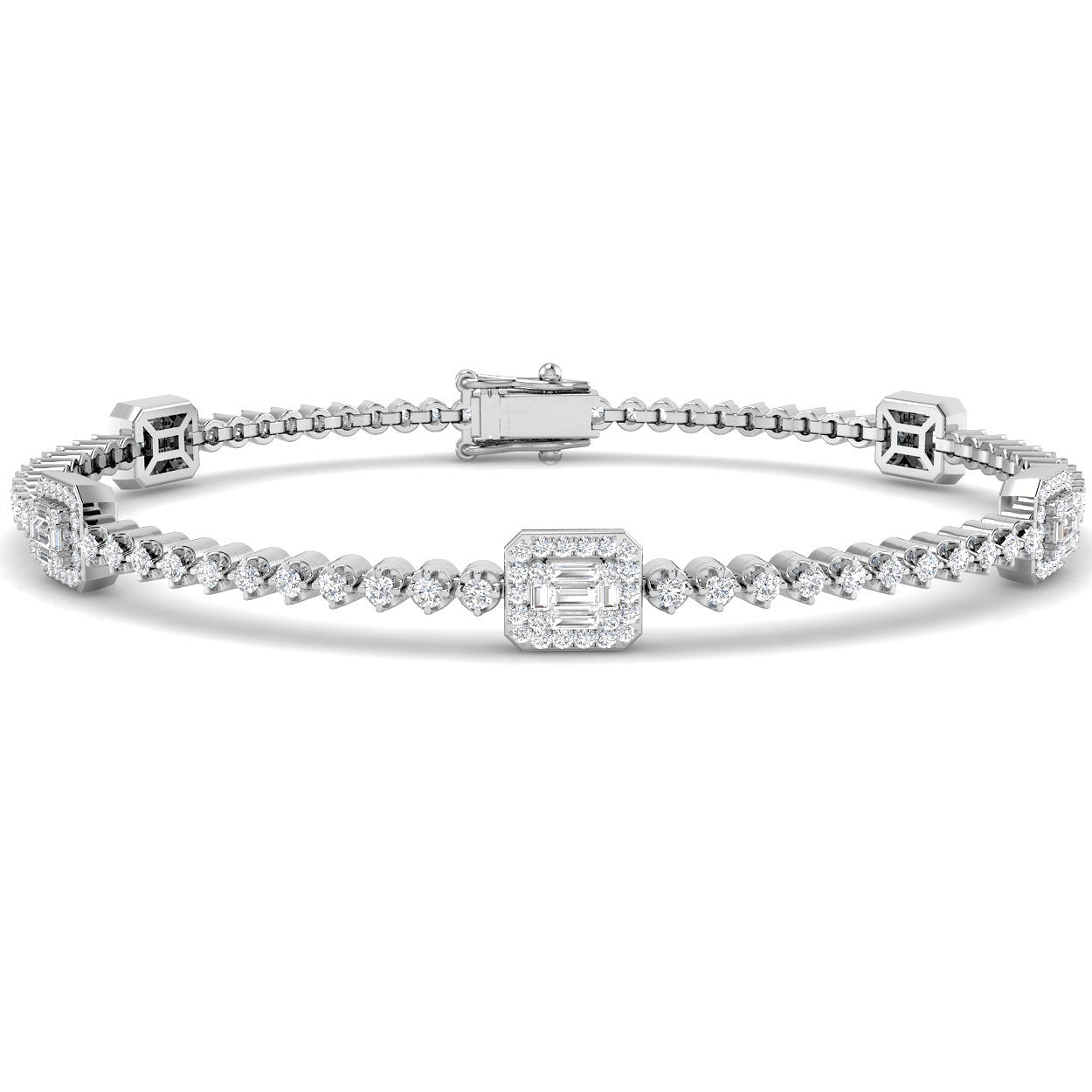 1.75ct Natural Diamond Baguette & Brilliant Bracelet in 18K White Gold