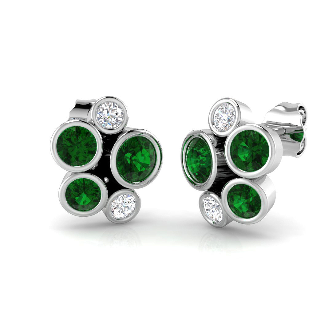 Emerald Earrings in 18K White Gold