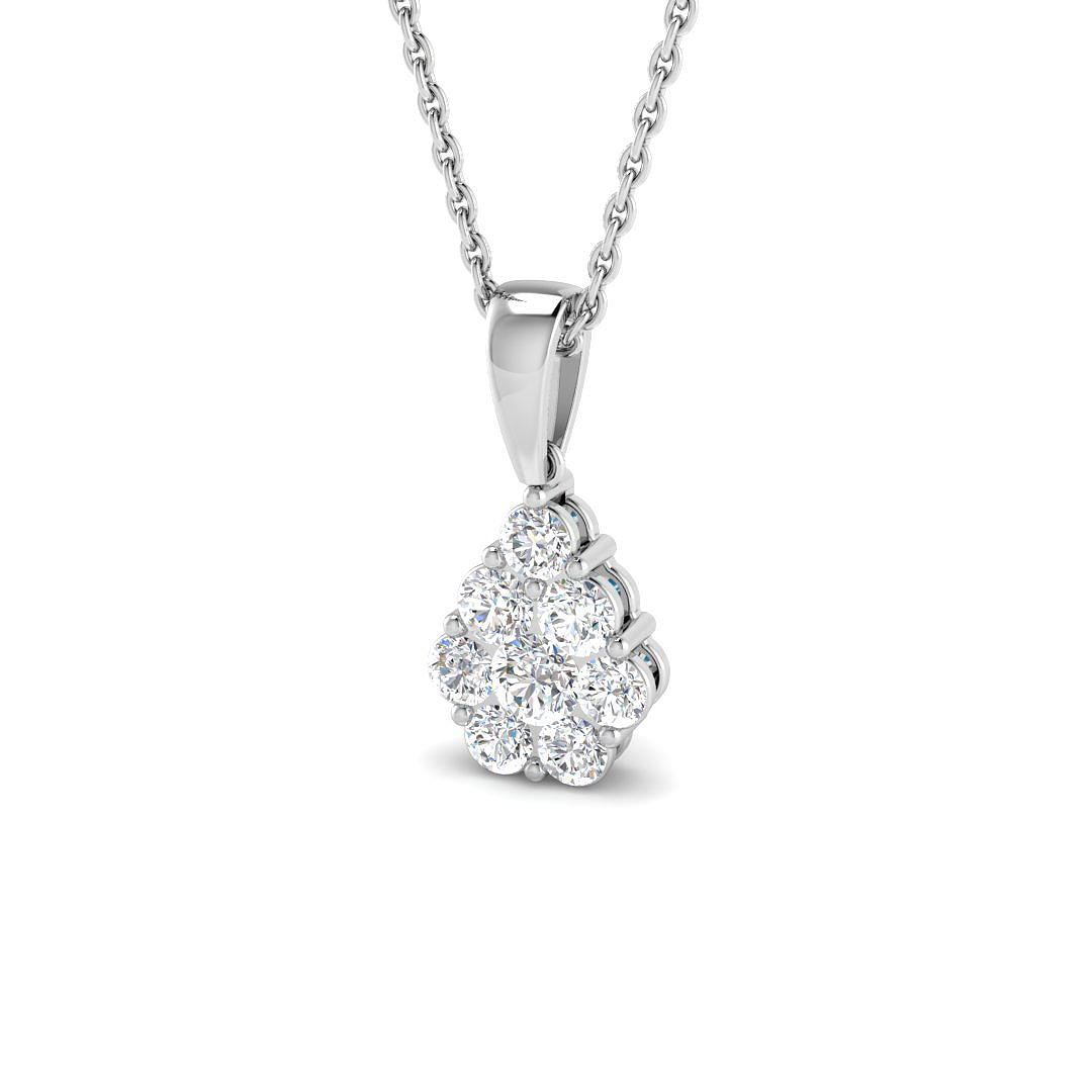 0.44ct Natural Diamond Cluster Pendant in 18K White Gold