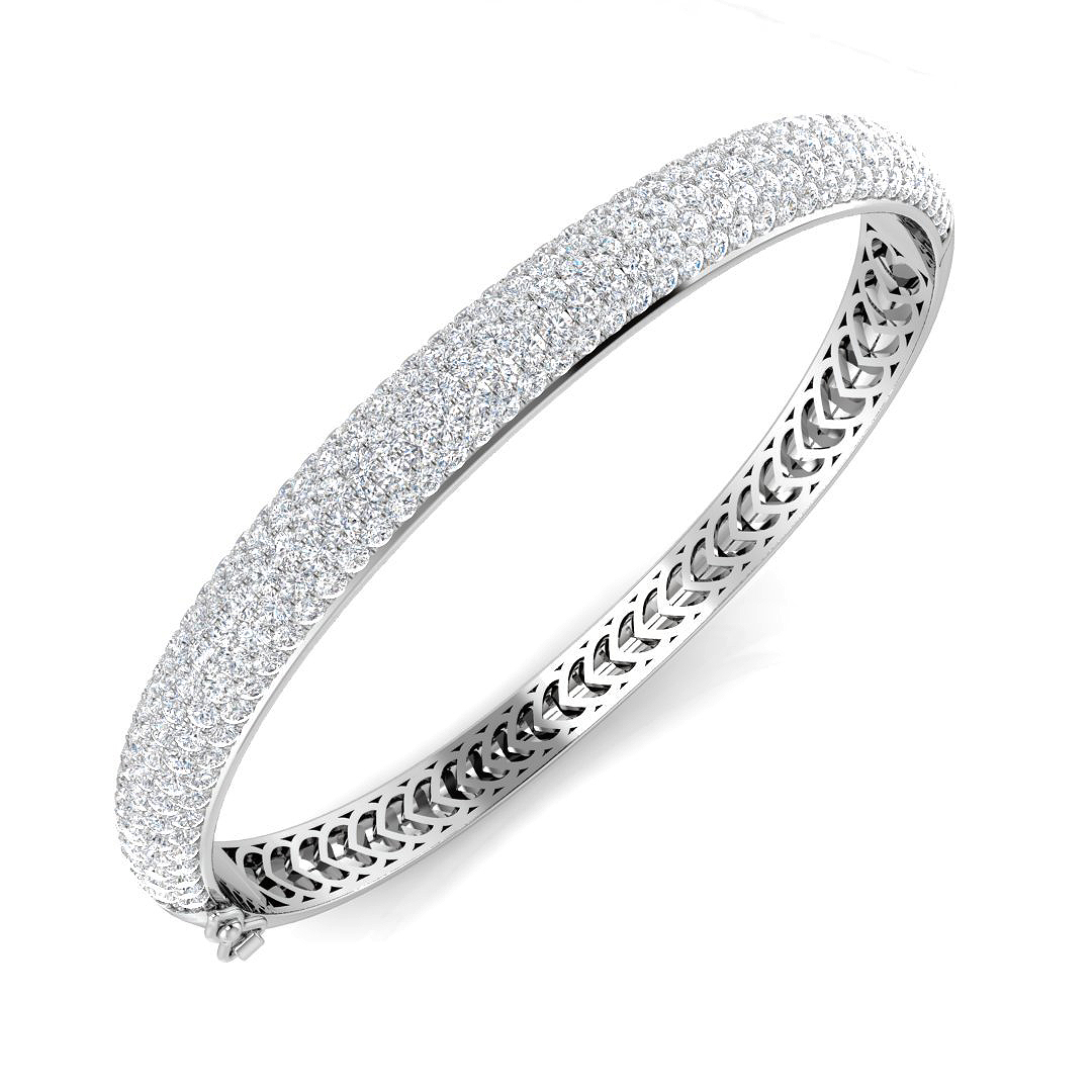 6.05ct Natural Diamond Pave Bangle in 18K White Gold
