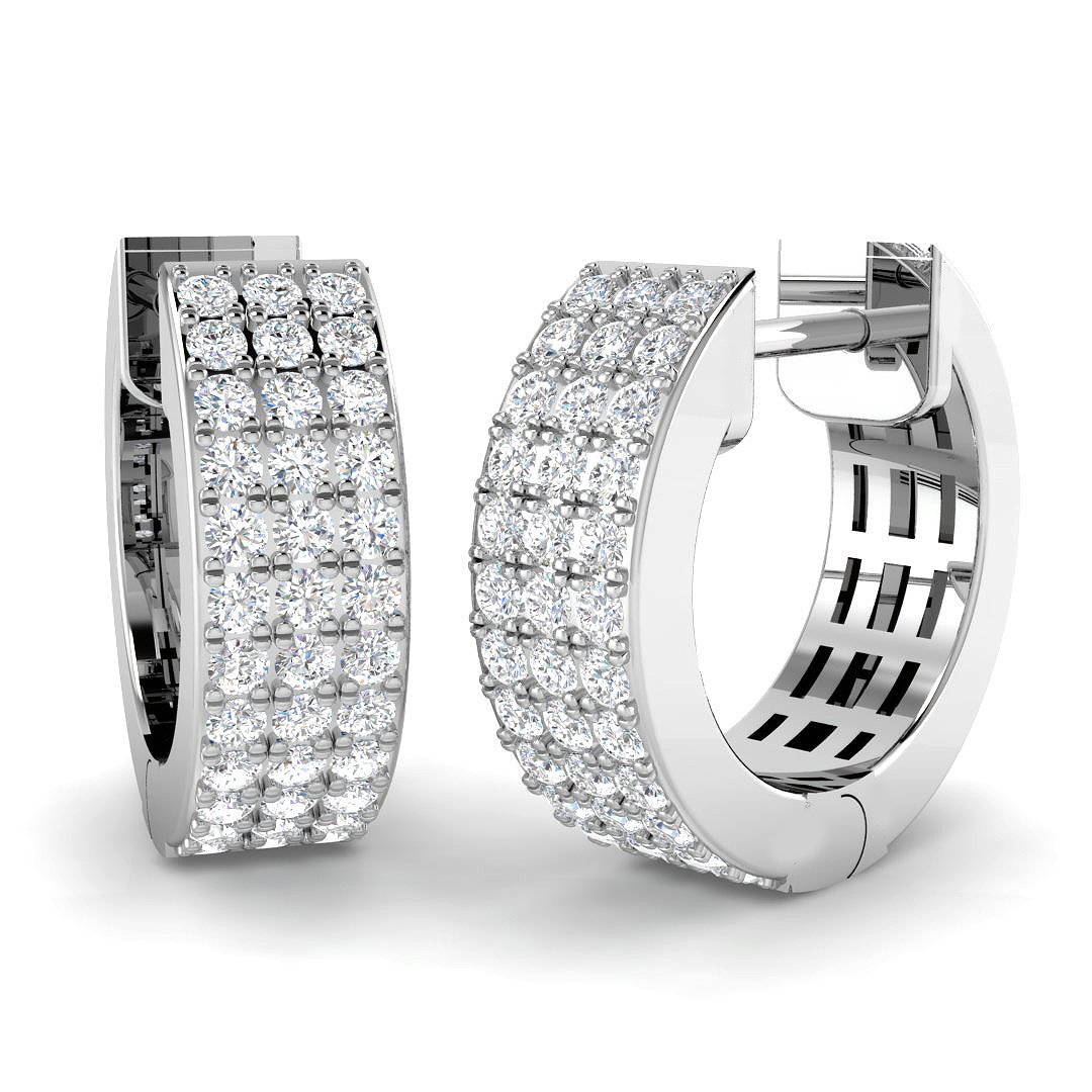 0.44ct Natural Diamond Hoops Earrings in 18K White Gold