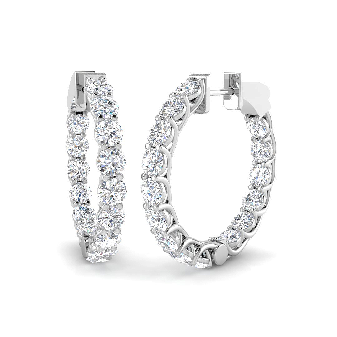 3.93ct Lab-Grown Diamond Hoops Earrings in 9K White Gold
