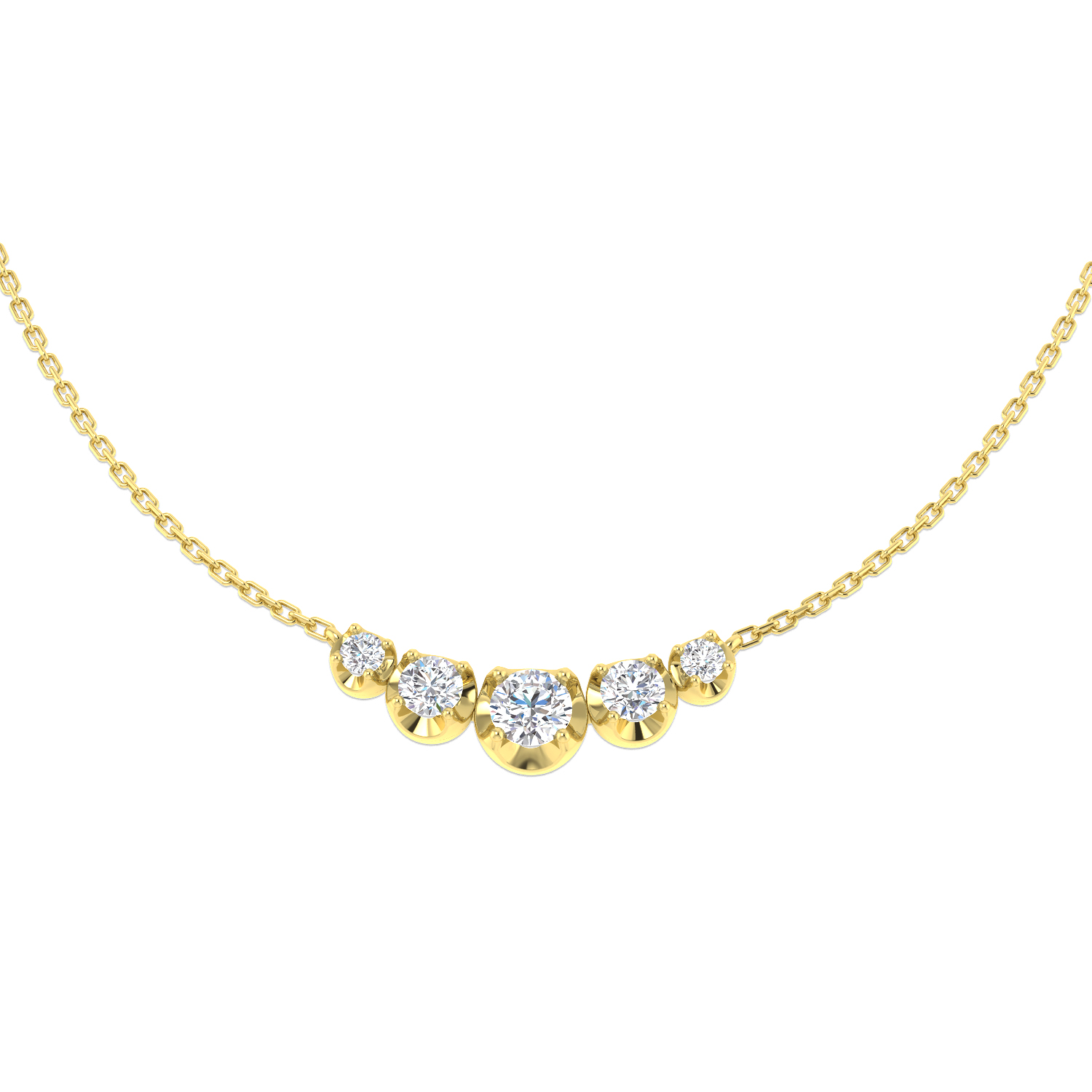 0.75ct Lab-Grown Diamond Drop & Trilogy Necklace in 9K Yellow Gold