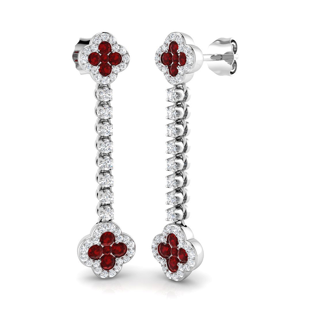 Ruby Earrings in 18K White Gold