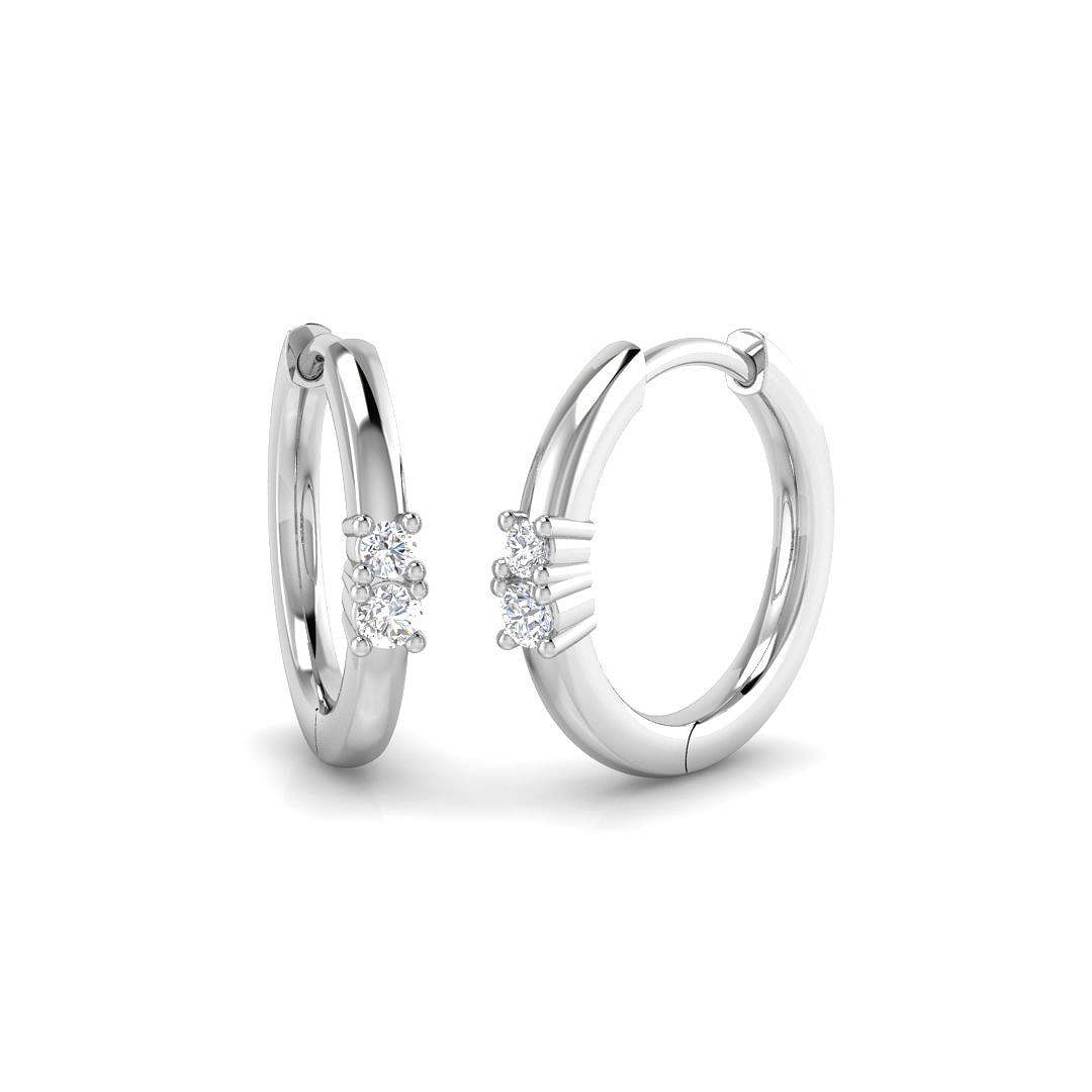 0.10ct Natural Diamond Hoop Earrings in 9K White Gold