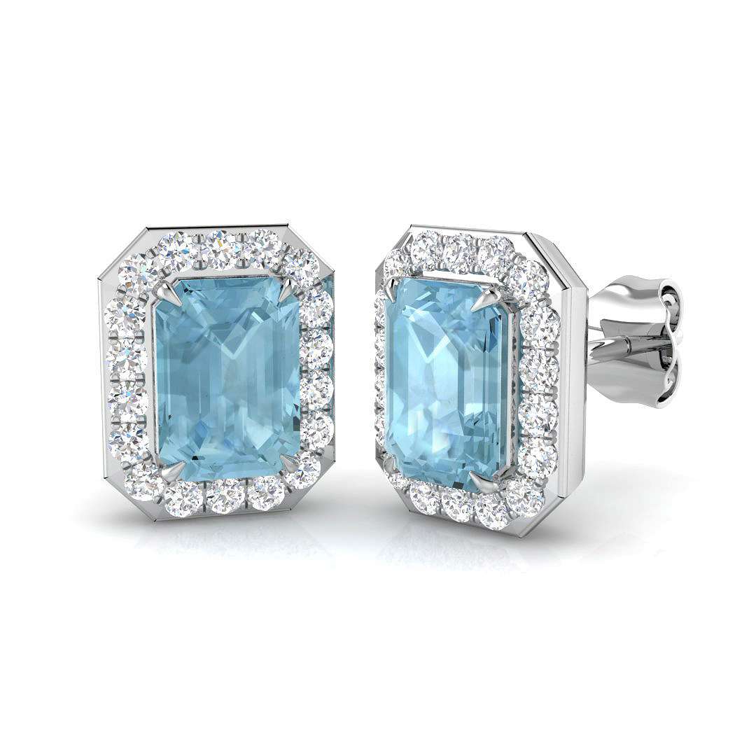 Halo Earrings in 9K White Gold