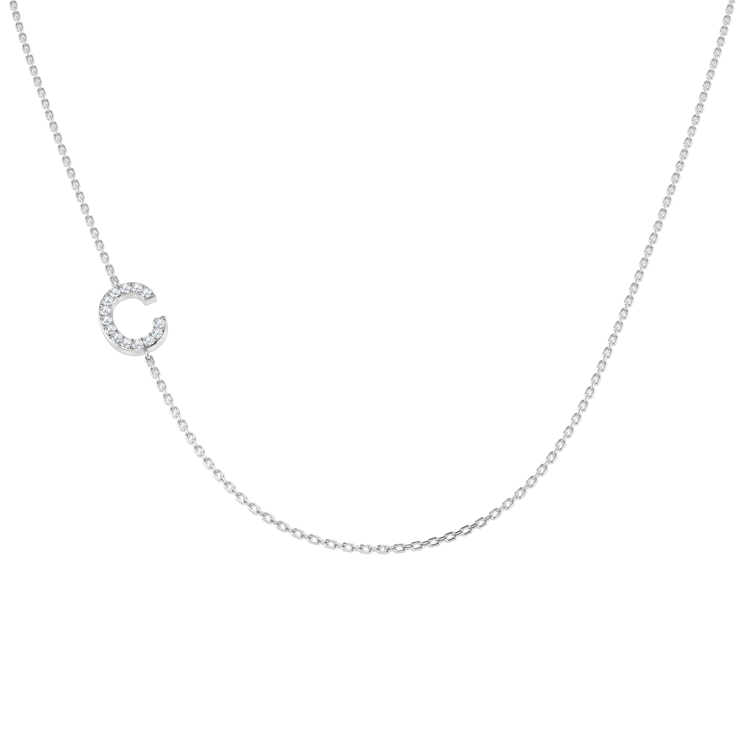 0.10ct Natural Diamond Initials Necklace in Platinum Platinum