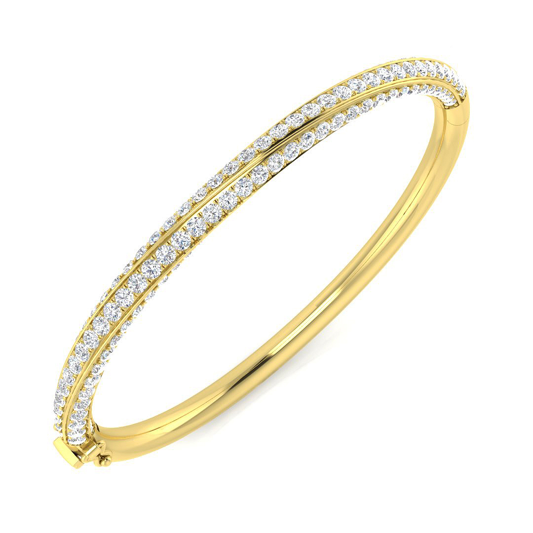 4.50ct Natural Diamond Fancy Designs Bangle in 18K Yellow Gold