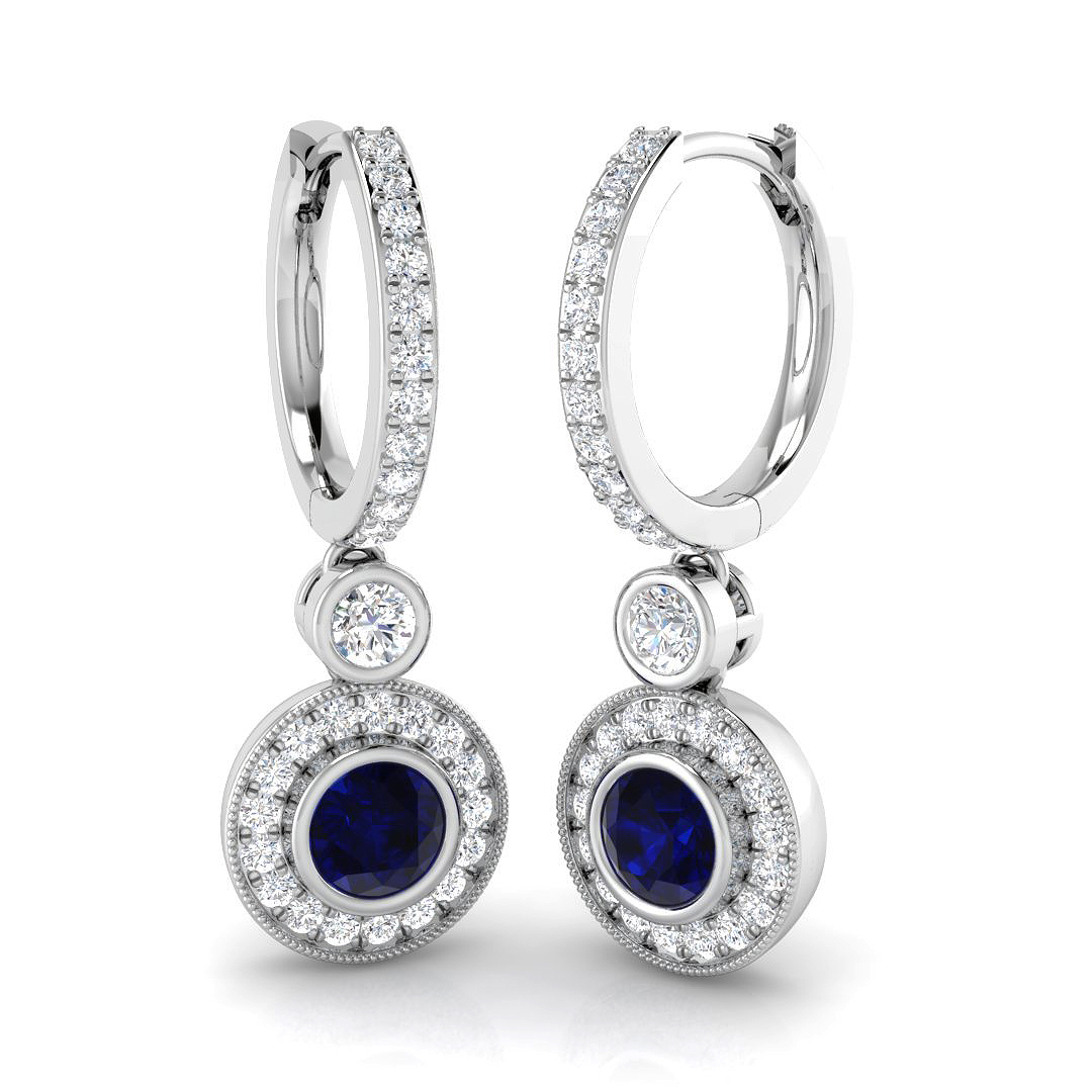 Blue Sapphire Earrings in 18K White Gold