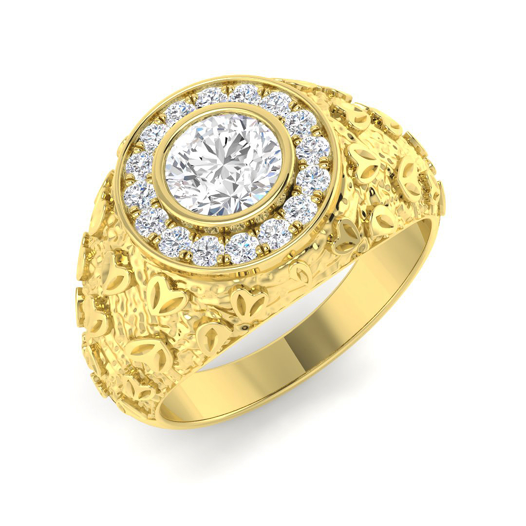 1.28ct Lab-Grown Diamond Signet Ring in 9K Yellow Gold