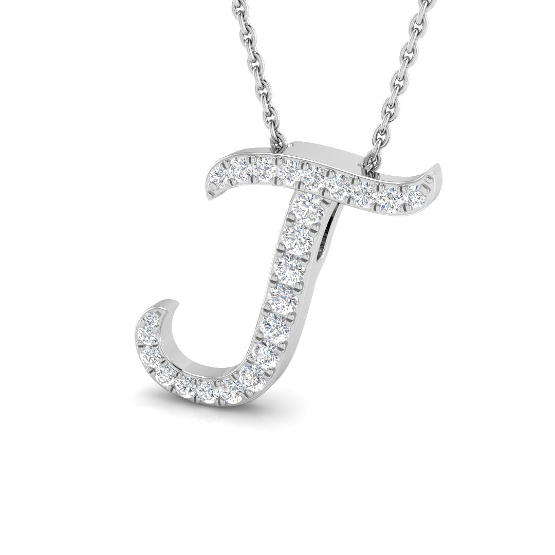 0.25ct Natural Diamond Initials Pendant in 9K White Gold