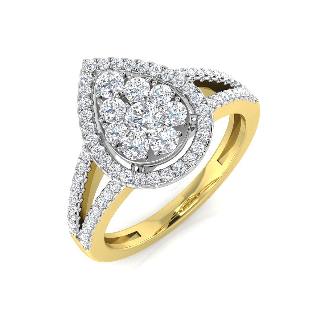 0.61ct Natural Diamond Cluster Ring in 9K Yellow Gold