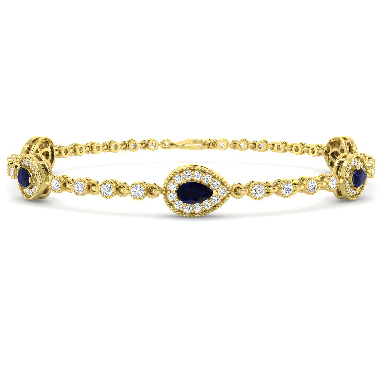 Blue Sapphire Bracelet in 9K Yellow Gold