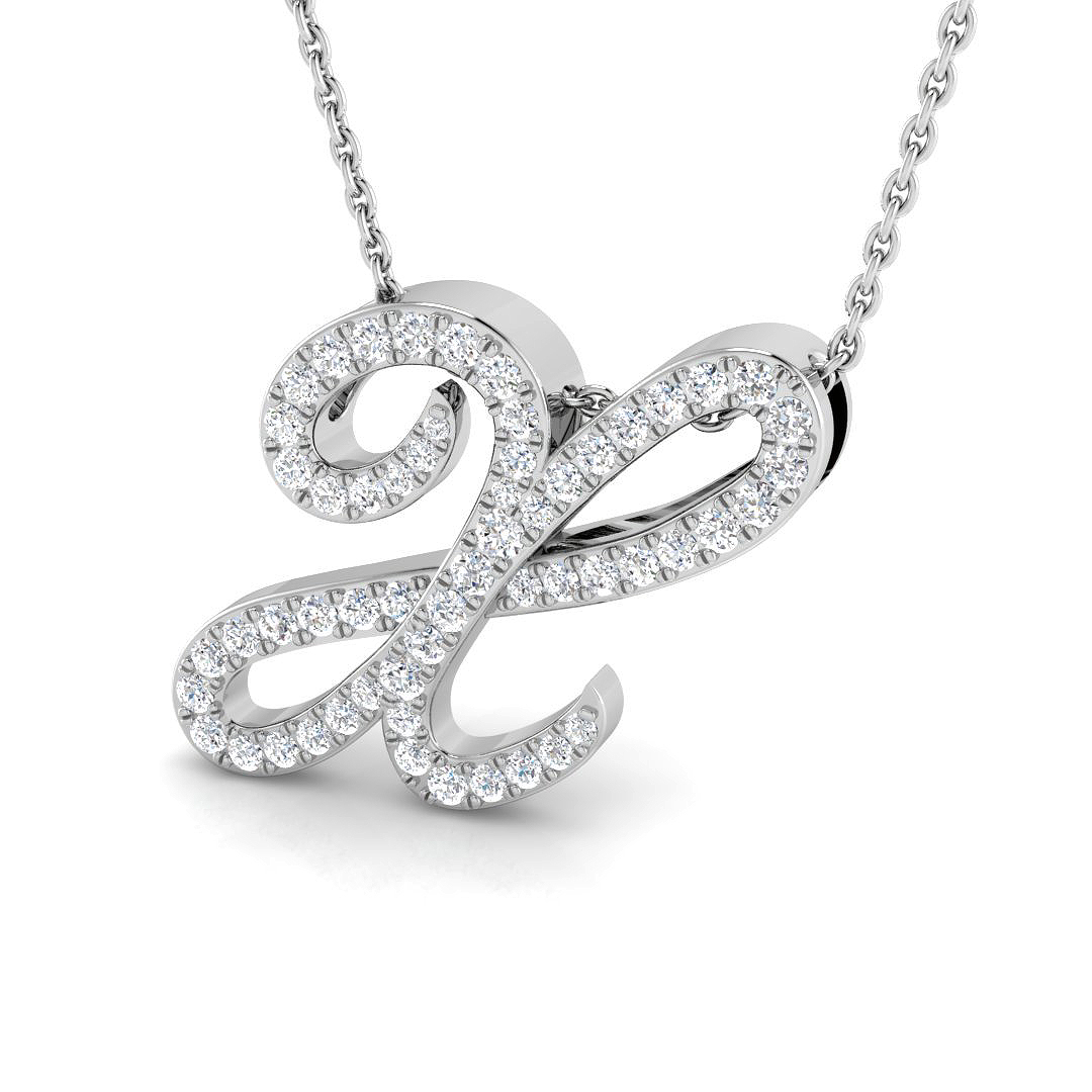 0.46ct Natural Diamond Initials Pendant in 9K White Gold