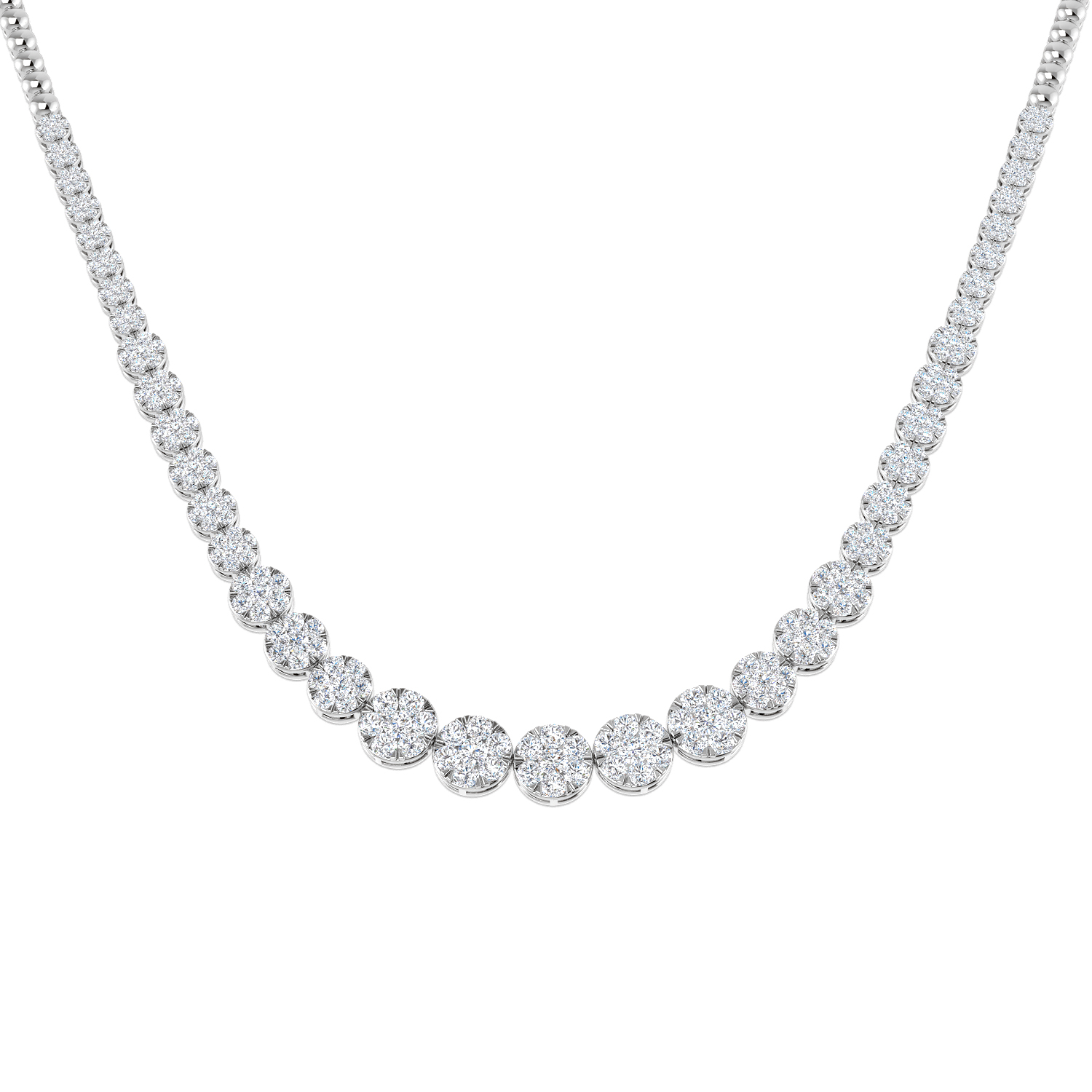 5.00ct Natural Diamond Cluster Necklace in 18K White Gold