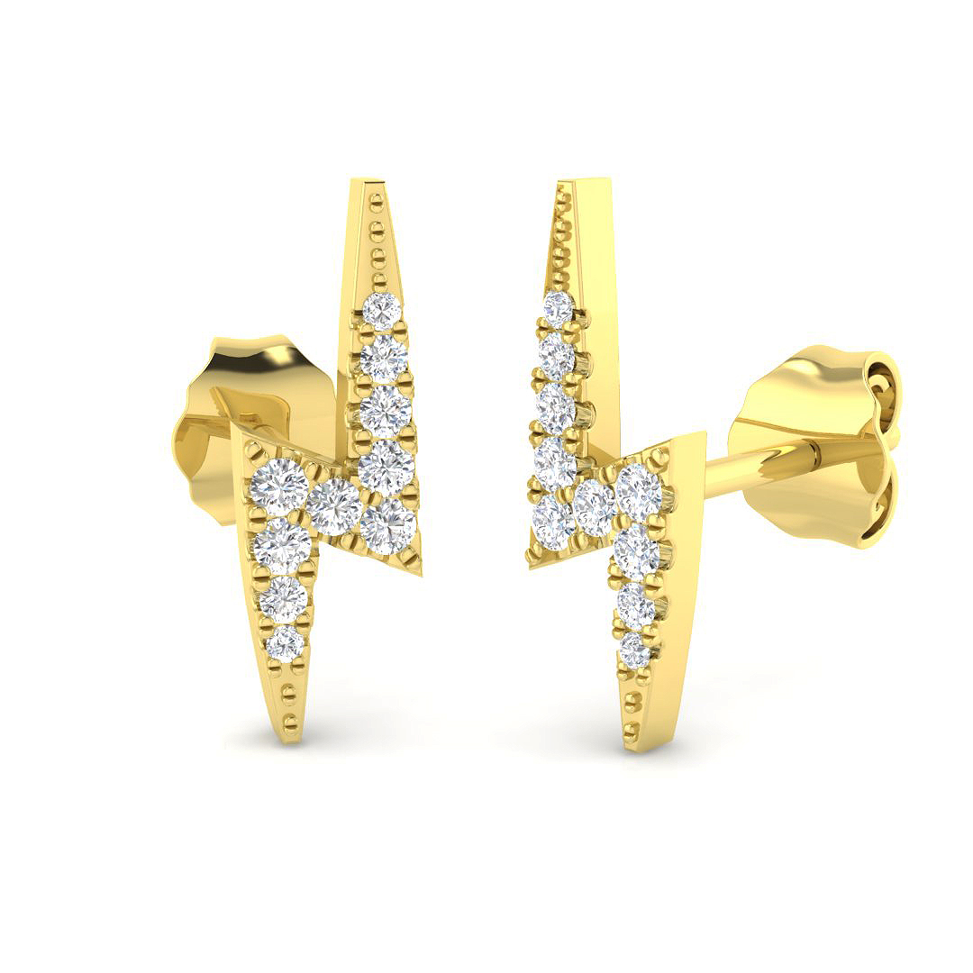 0.09ct Natural Diamond Shape Earrings in 9K Yellow Gold