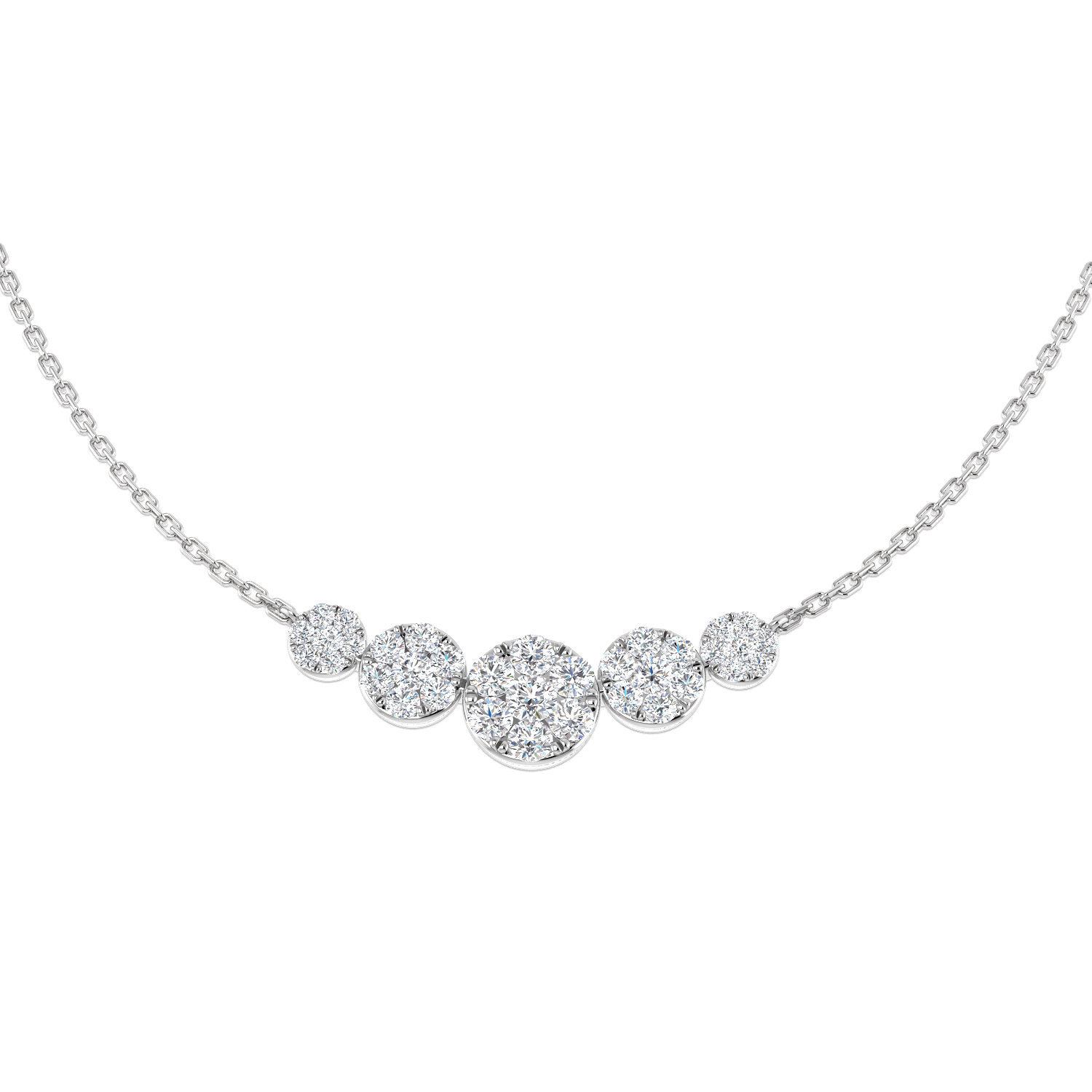 0.75ct Natural Diamond Cluster Necklace in 18K White Gold
