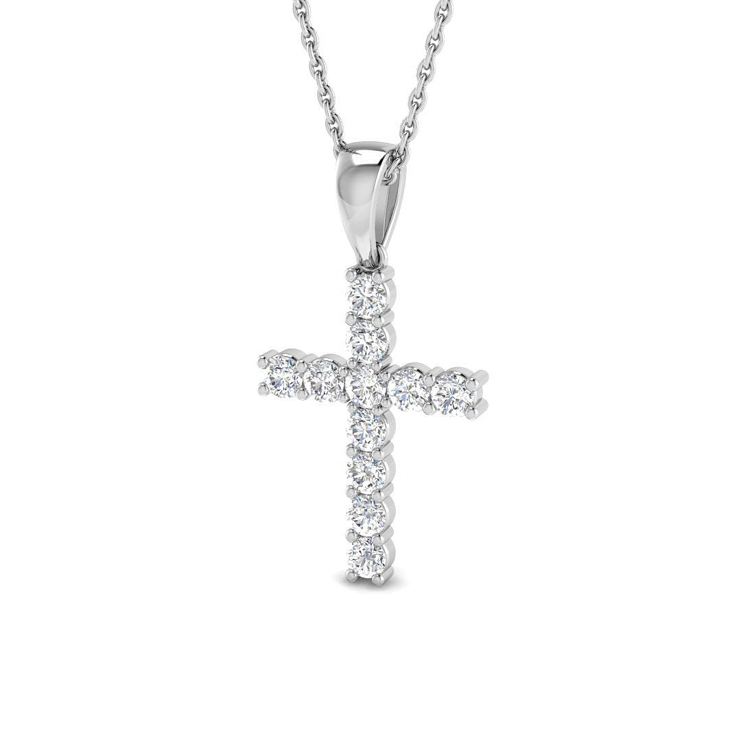 0.49ct Lab-Grown Diamond Cross Cross Pendant in 9K White Gold