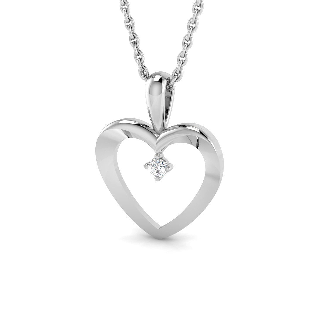 0.02ct Natural Diamond Heart Pendant in 9K White Gold