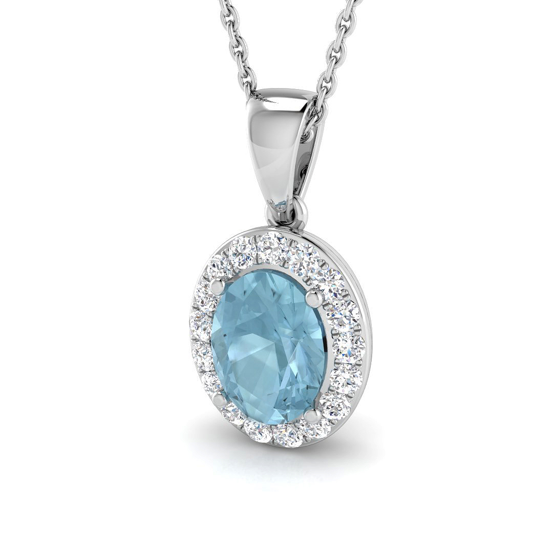 Aquamarine Pendant in 9K White Gold