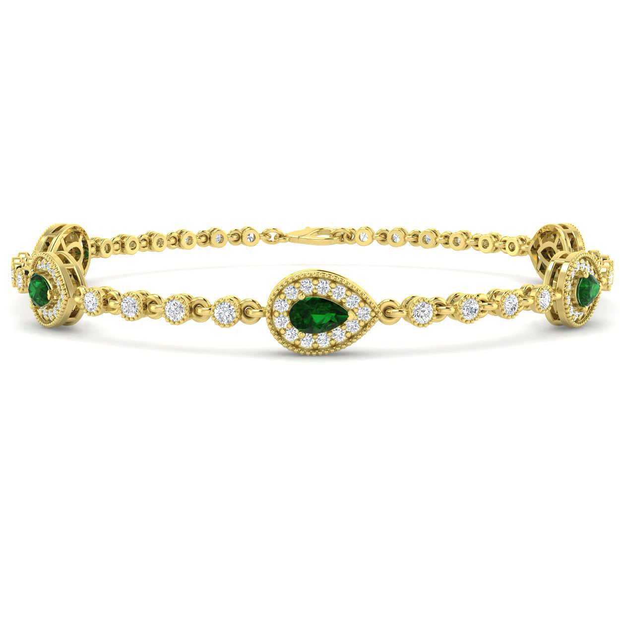 Emerald Bracelet in 9K Yellow Gold