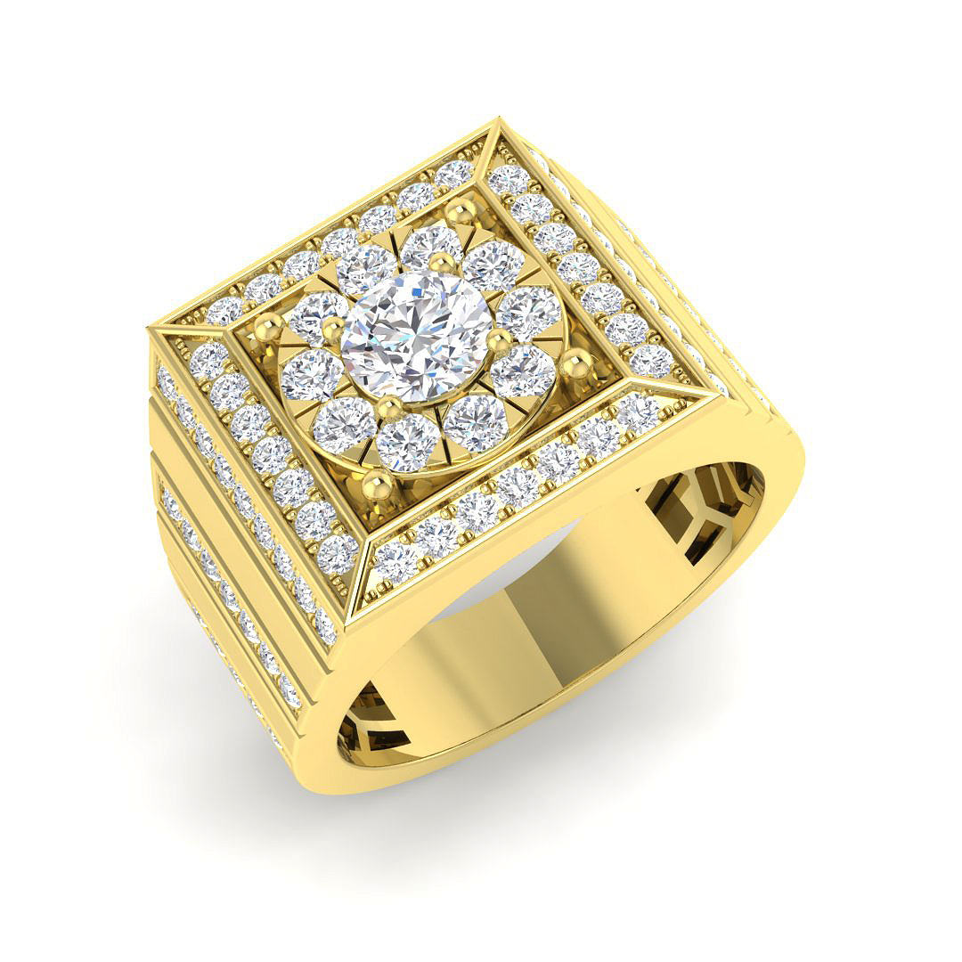 2.27ct Lab-Grown Diamond Signet Ring in 9K Yellow Gold