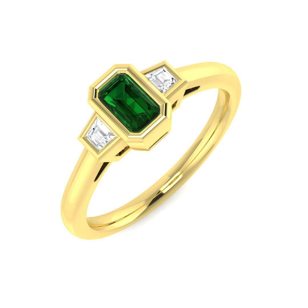 Emerald Ring in 9K Yellow Gold