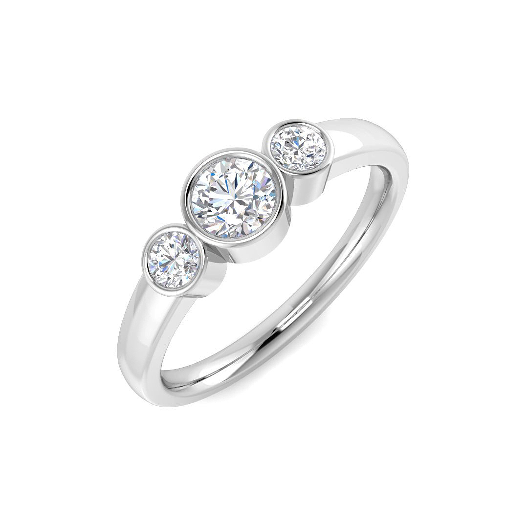0.56ct Lab-Grown Diamond 3 Stone Ring in 9K White Gold