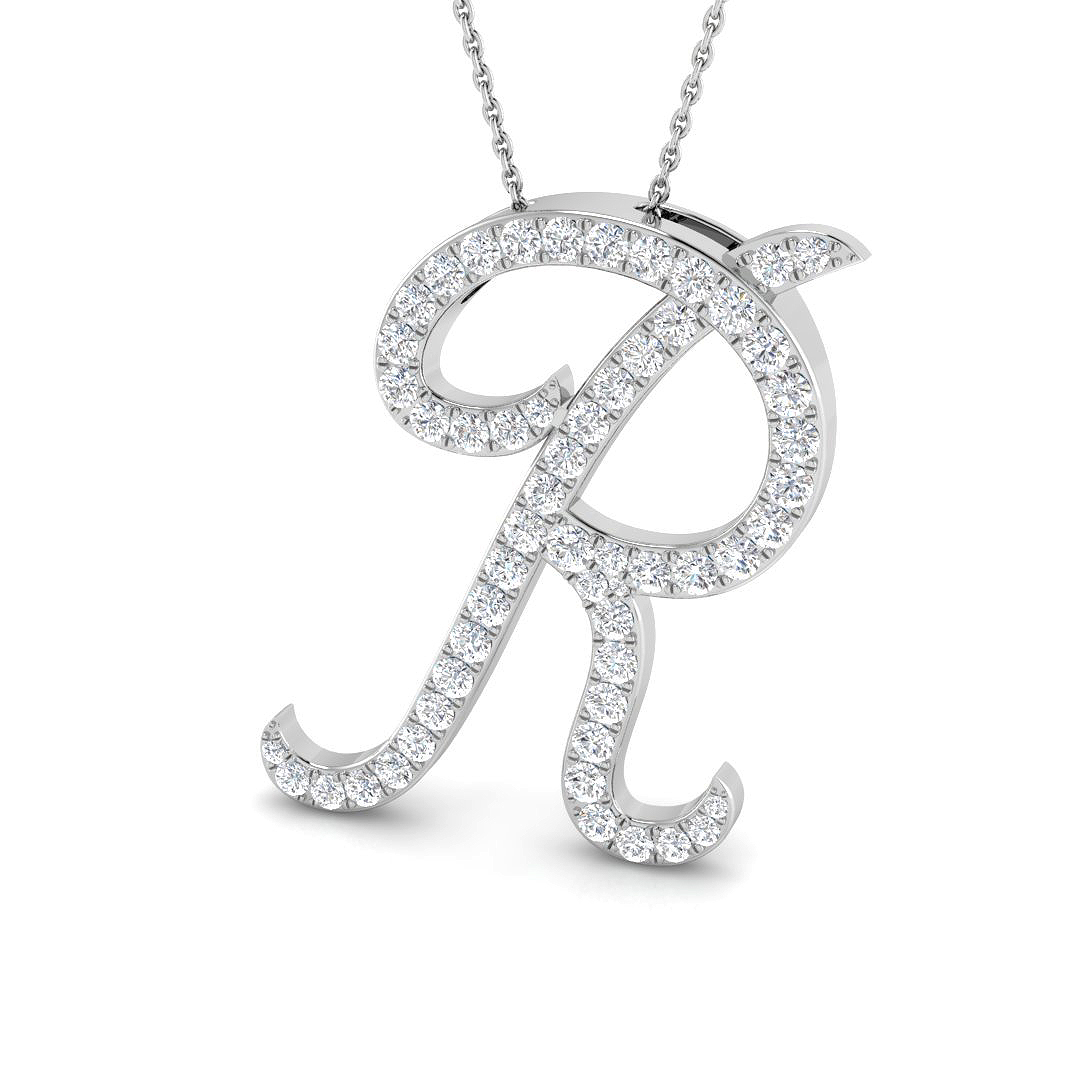 1.40ct Natural Diamond Initials Pendant in 9K White Gold