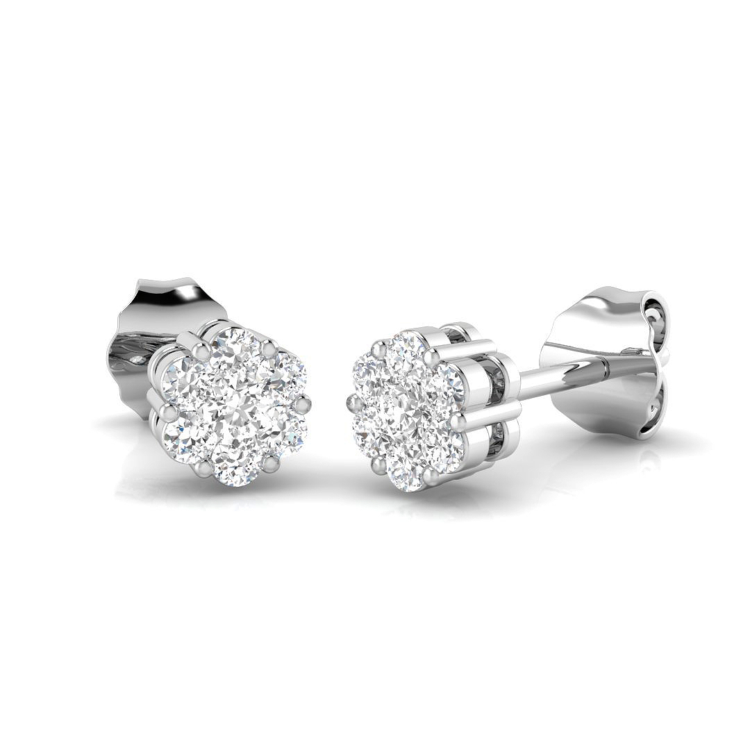 0.22ct Natural Diamond Cluster Earrings in 9K White Gold