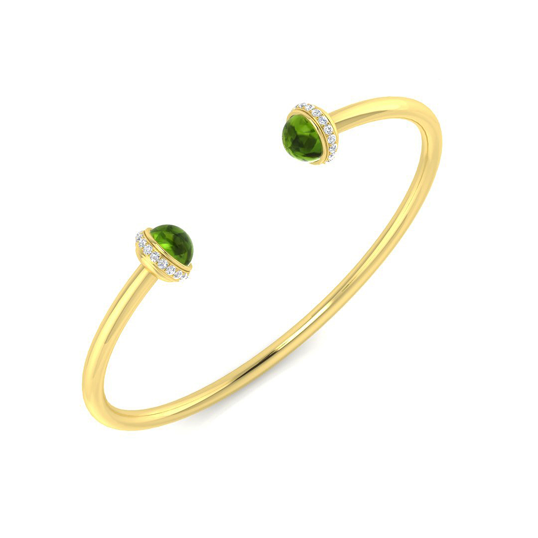 Gemstone Torque Bangle in 9K Yellow Gold