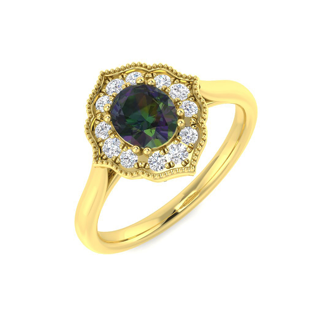 Halo Ring in 9K Yellow Gold