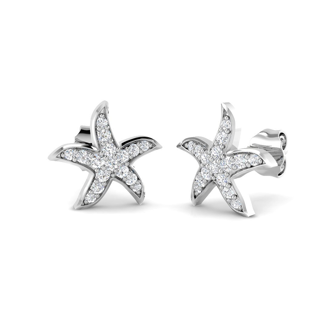 0.26ct Natural Diamond Shape Earrings in 9K White Gold