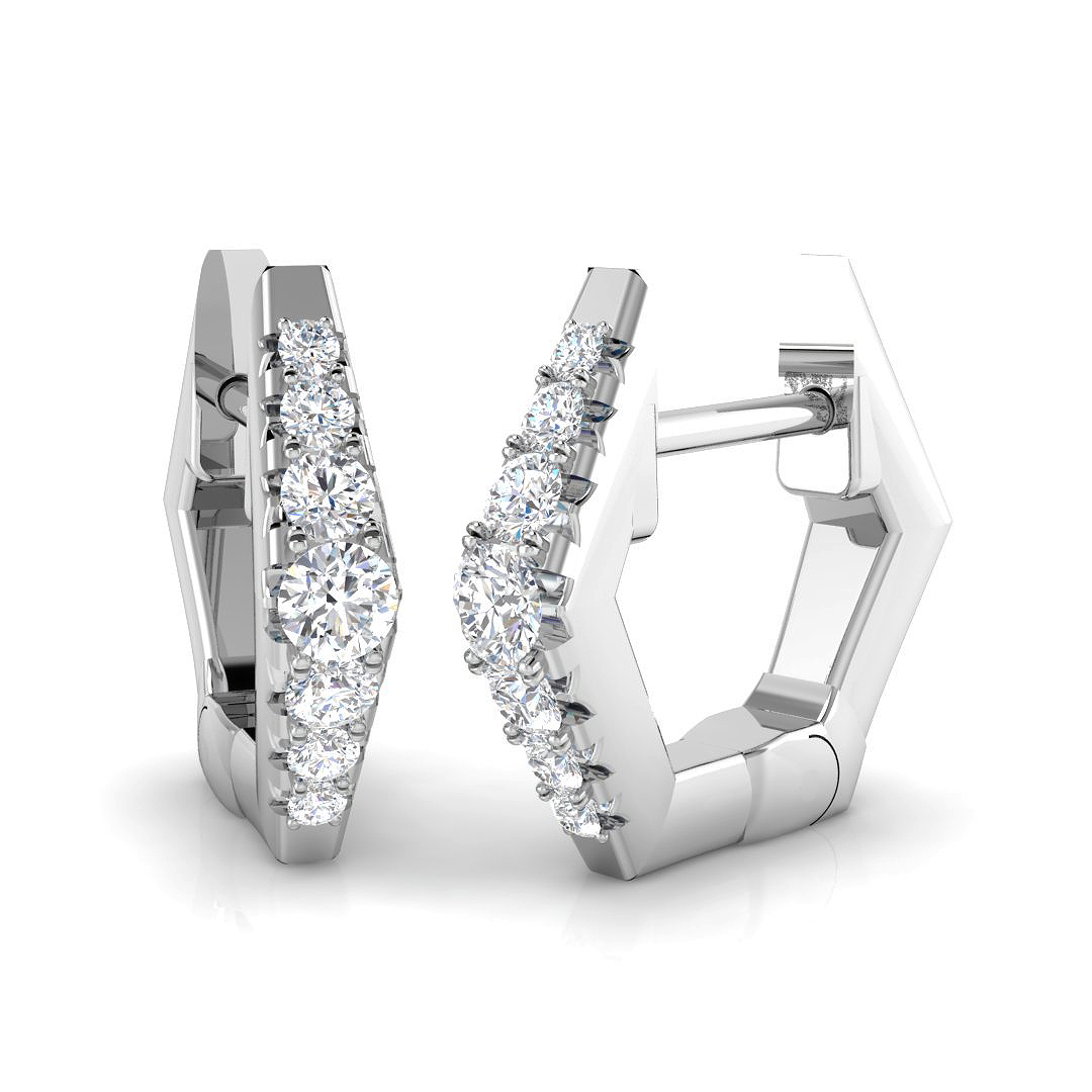 0.15ct Natural Diamond Hoop Earrings in 9K White Gold