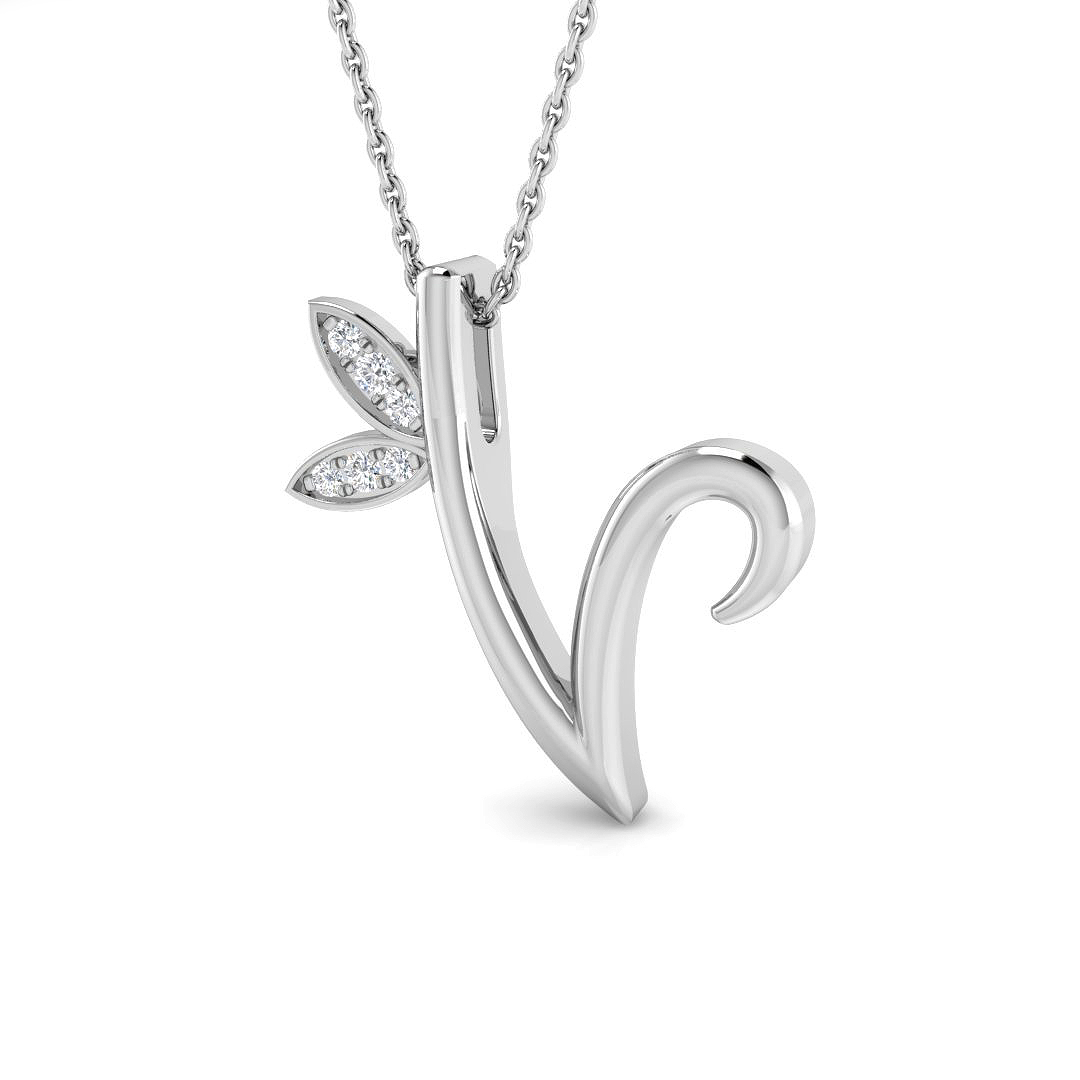 0.06ct Natural Diamond Initial Pendant in 9K White Gold