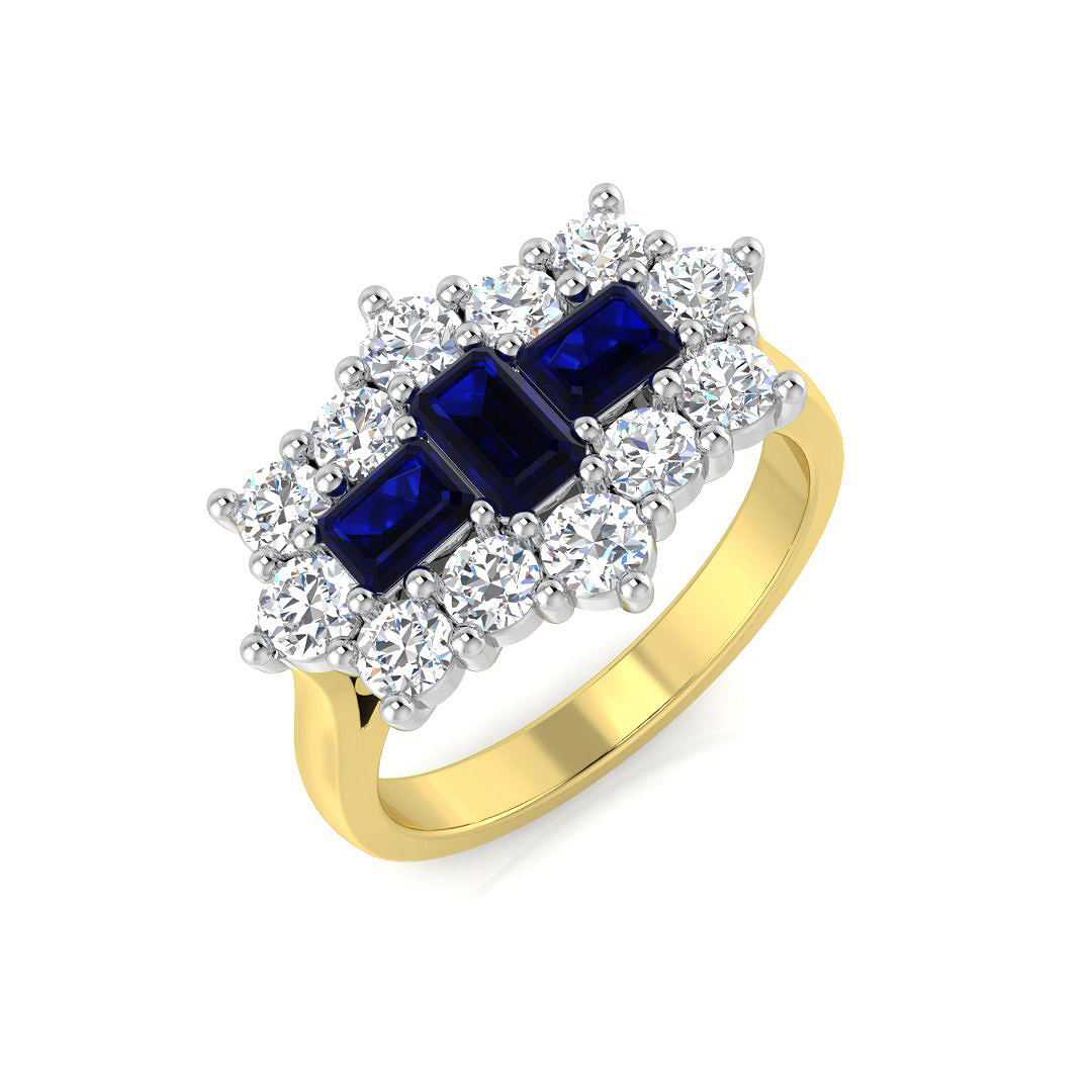 Blue Sapphire Ring in 18K Two Tone