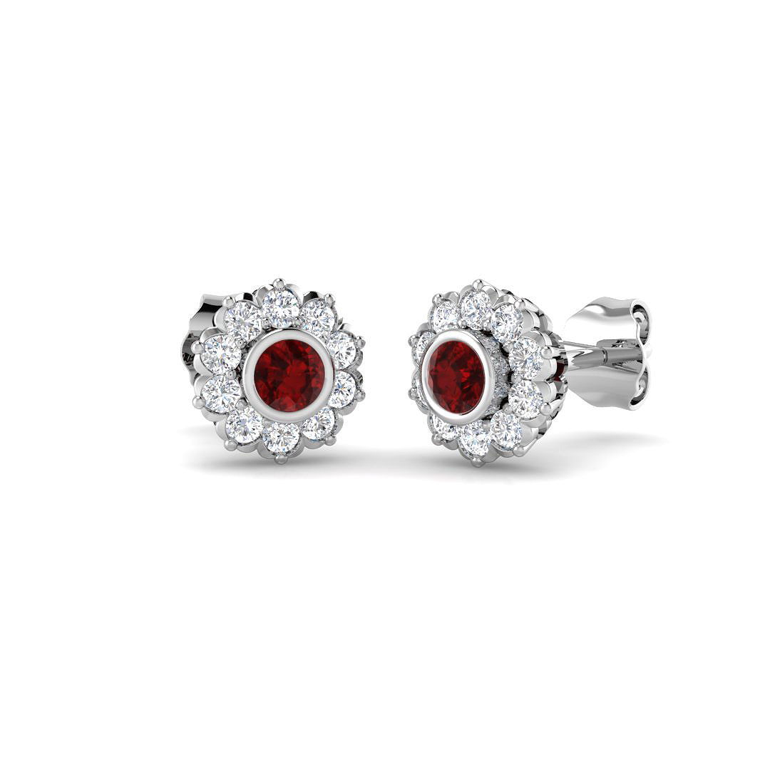 Ruby Earrings in 9K White Gold