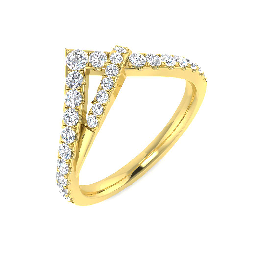 0.43ct Natural Diamond Wishbone Ring in 9K Yellow Gold