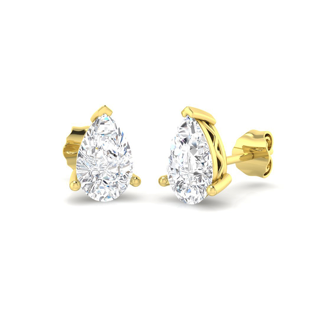 2.02ct Lab-Grown Diamond Solitaire Earrings in 9K Yellow Gold