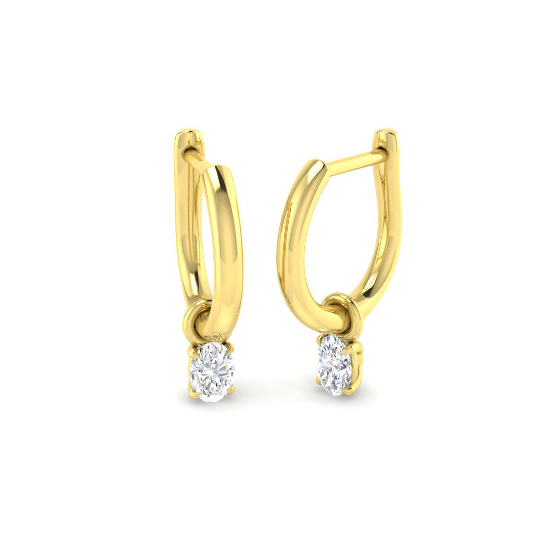 0.29ct Natural Diamond Drop & Trilogy Earrings in 18K Yellow Gold