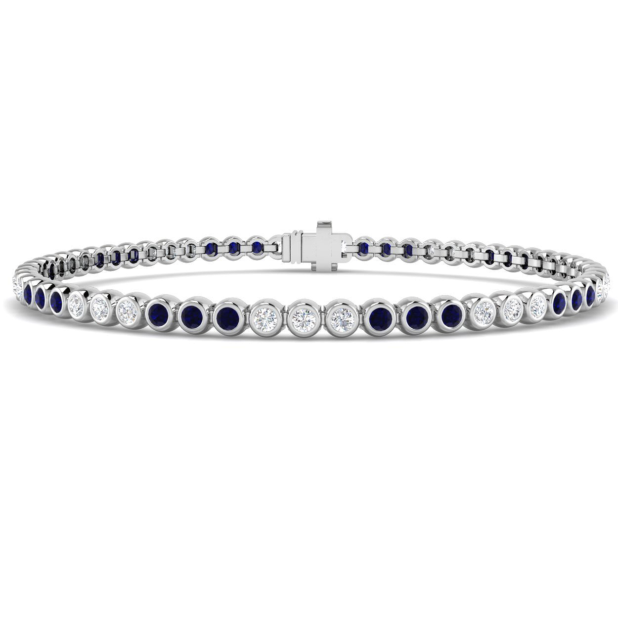 Blue Sapphire Bracelet in 18K White Gold