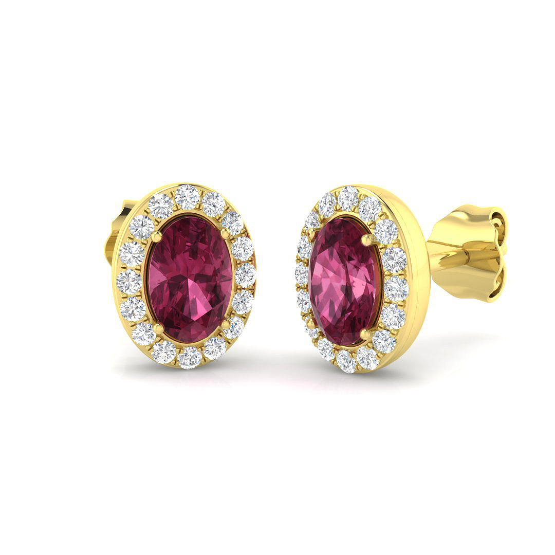 Halo Earrings in 9K Yellow Gold