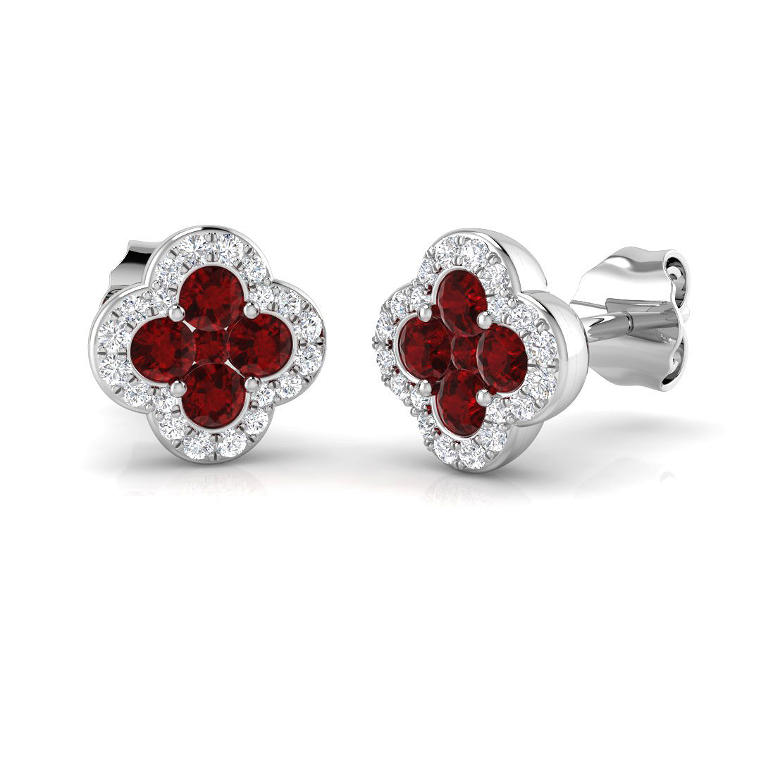 Ruby Earrings in 18K White Gold