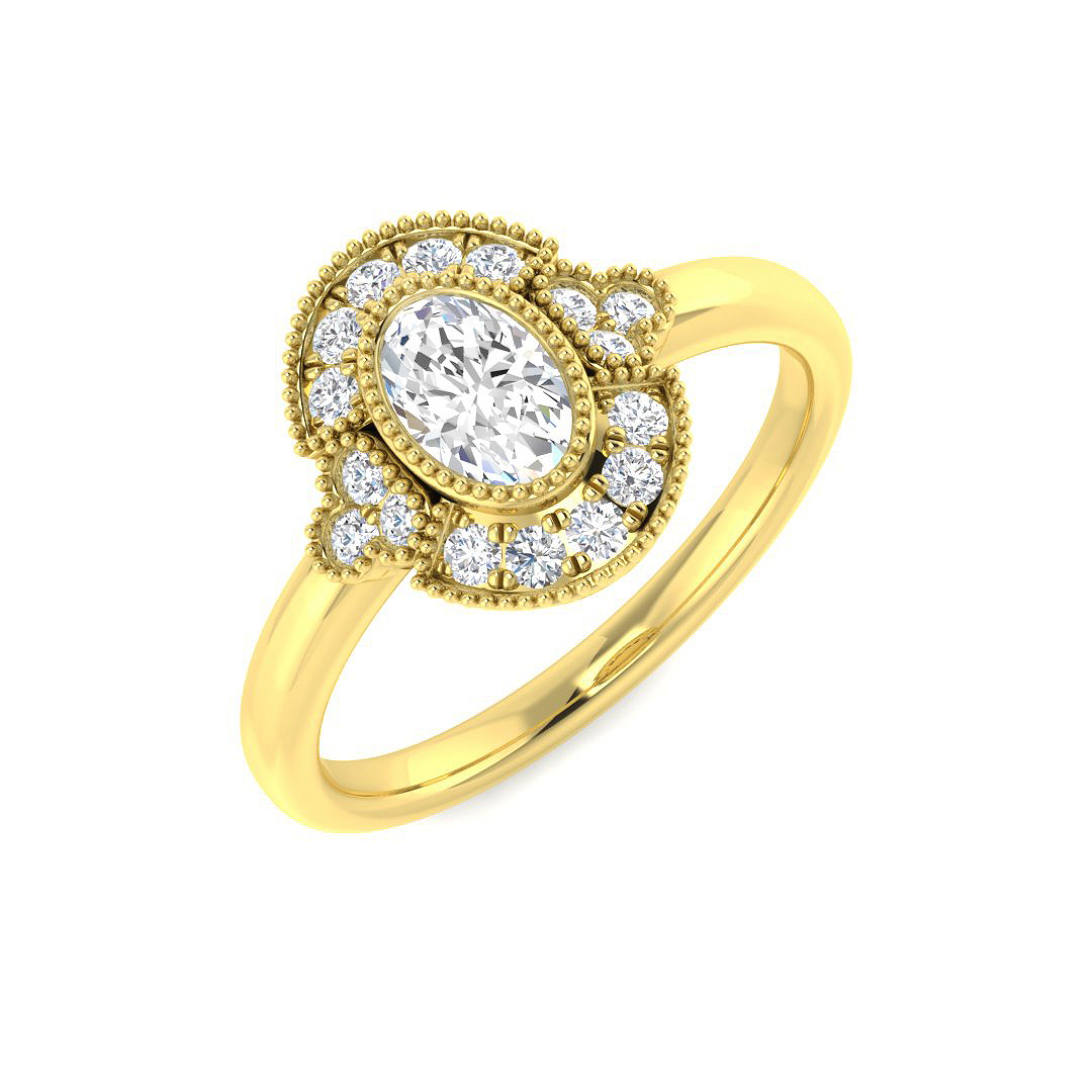 0.64ct Natural Diamond Vintage Ring in 9K Yellow Gold